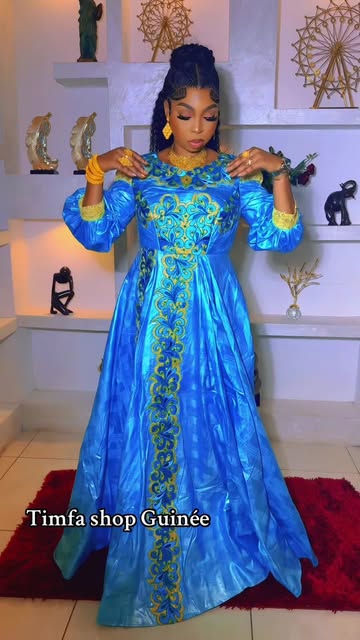 Grand boubou bazin bleu roi — Timfa Shop Guinée